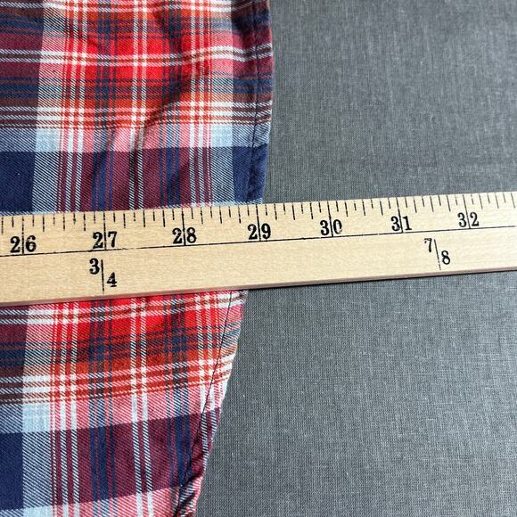 Orvis Shirt Mens Large Red Blue Plaid Button Down Long Sleeves Classic Fit - Picture 8 of 9